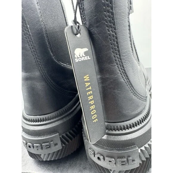 Sorel Women’s Boots ONA AVE Chelsea Chunky Boot Waterproof Sz 9 Black/Black New - Picture 6 of 16